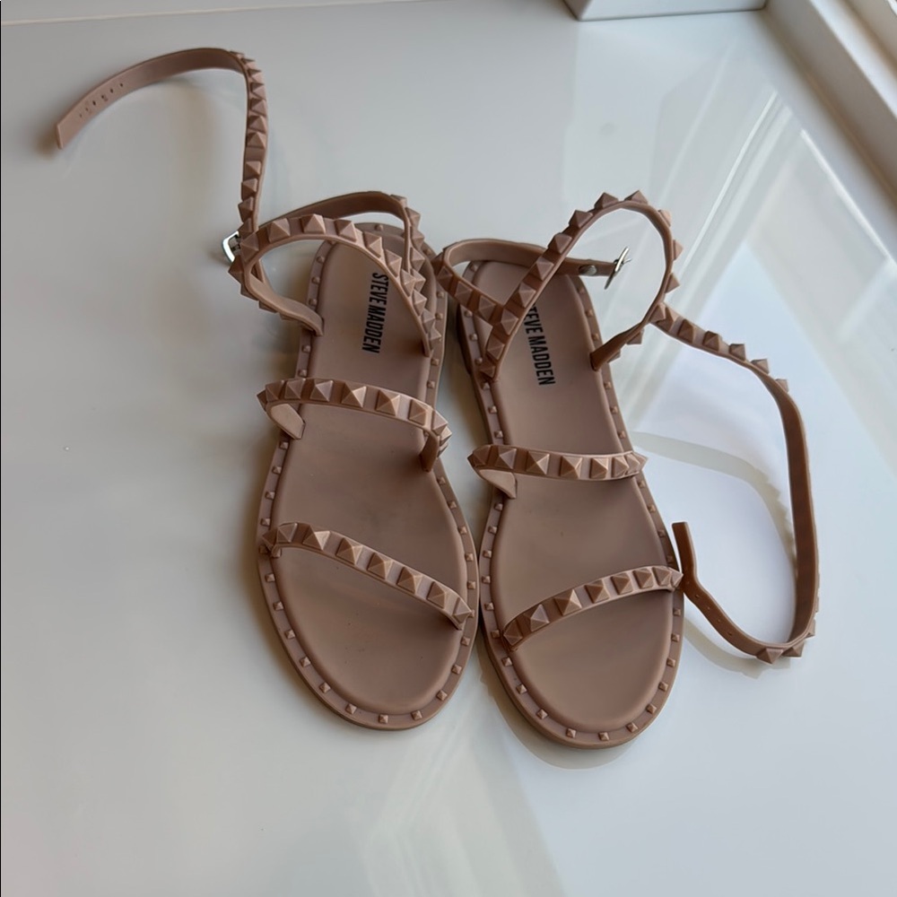 Steve Madden Tan Studded Sandals